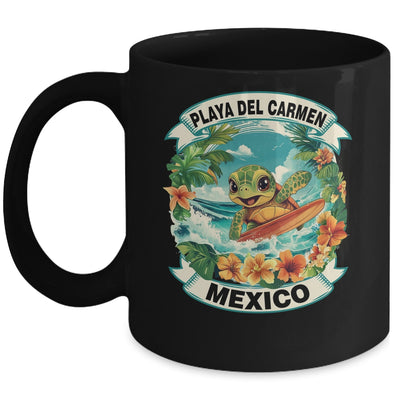 Playa Del Carmen Mexico Cute Sea Turtle Surfing Summer Vacation Mug | teecentury