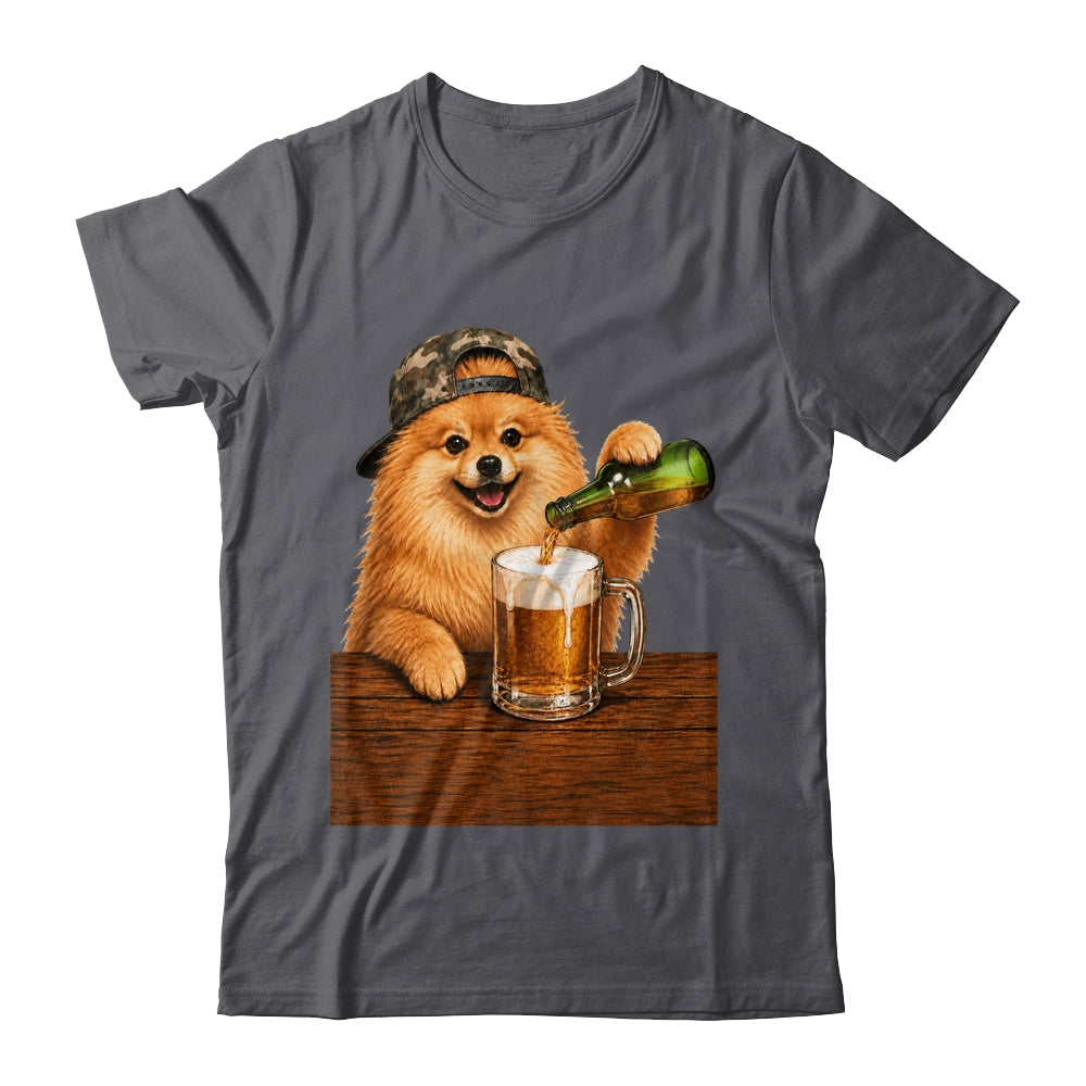 Pomeranian Drinking Beer Funny Fathers Day Dog Meme Shirt & Hoodie | teecentury