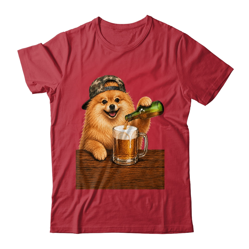Pomeranian Drinking Beer Funny Fathers Day Dog Meme Shirt & Hoodie | teecentury