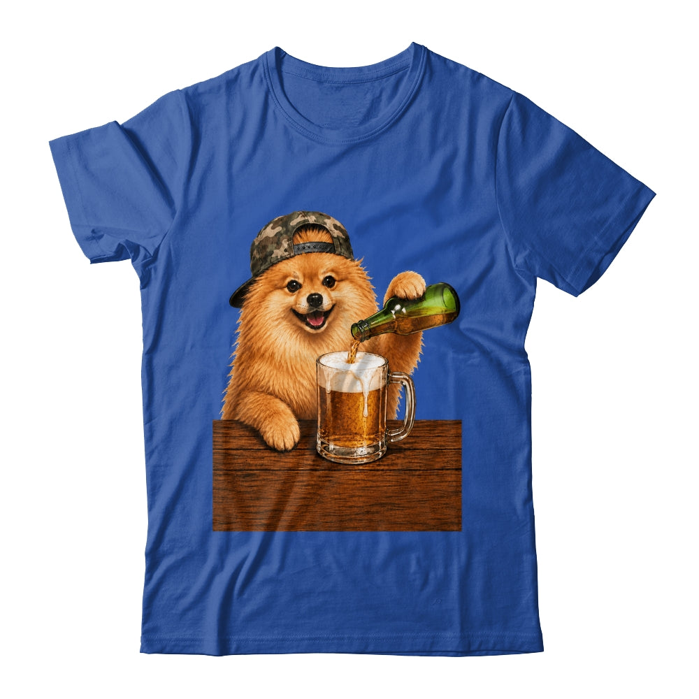 Pomeranian Drinking Beer Funny Fathers Day Dog Meme Shirt & Hoodie | teecentury