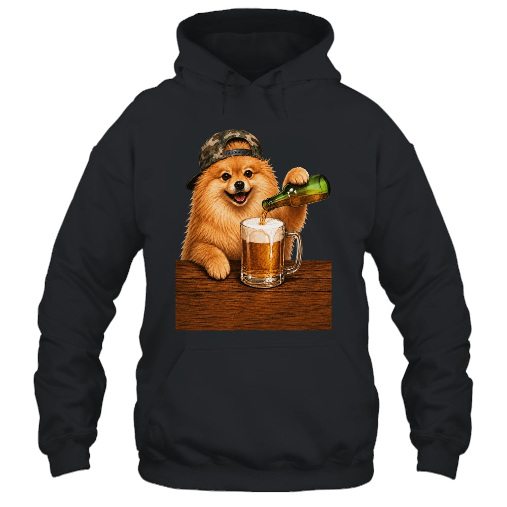 Pomeranian Drinking Beer Funny Fathers Day Dog Meme Shirt & Hoodie | teecentury