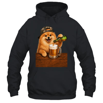 Pomeranian Drinking Beer Funny Fathers Day Dog Meme Shirt & Hoodie | teecentury