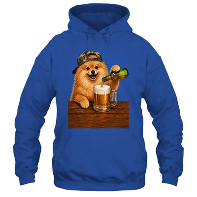 Pomeranian Drinking Beer Funny Fathers Day Dog Meme Shirt & Hoodie | teecentury