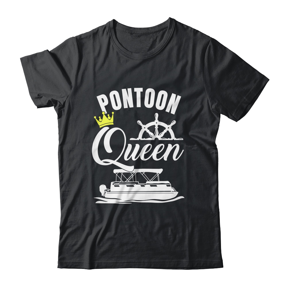 Pontoon Queen for Women Funny Pontoon Boat Party Accessories Gift T-shirts Pullover Hoodies Black/S
