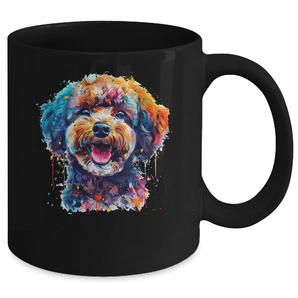 Poodle Mom Lover Puppy Dog Watercolor Tie Dye Painting Mug | teecentury