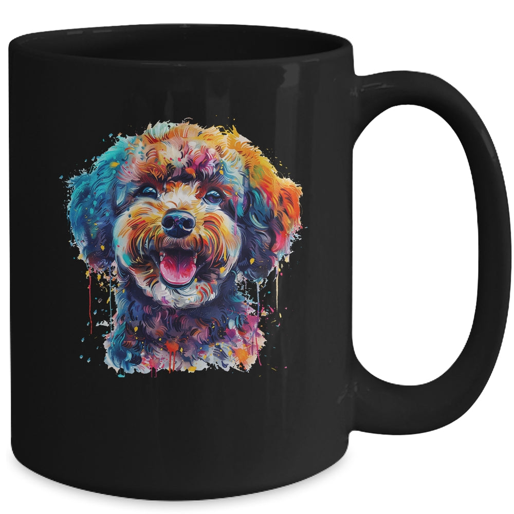Poodle Mom Lover Puppy Dog Watercolor Tie Dye Painting Mug | teecentury