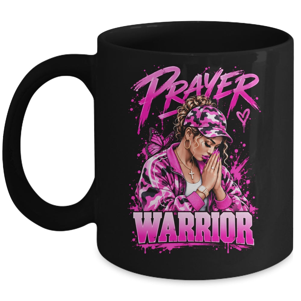 Prayer Warrior God Jesus Christian Pink Camo Black Woman Mug | teecentury