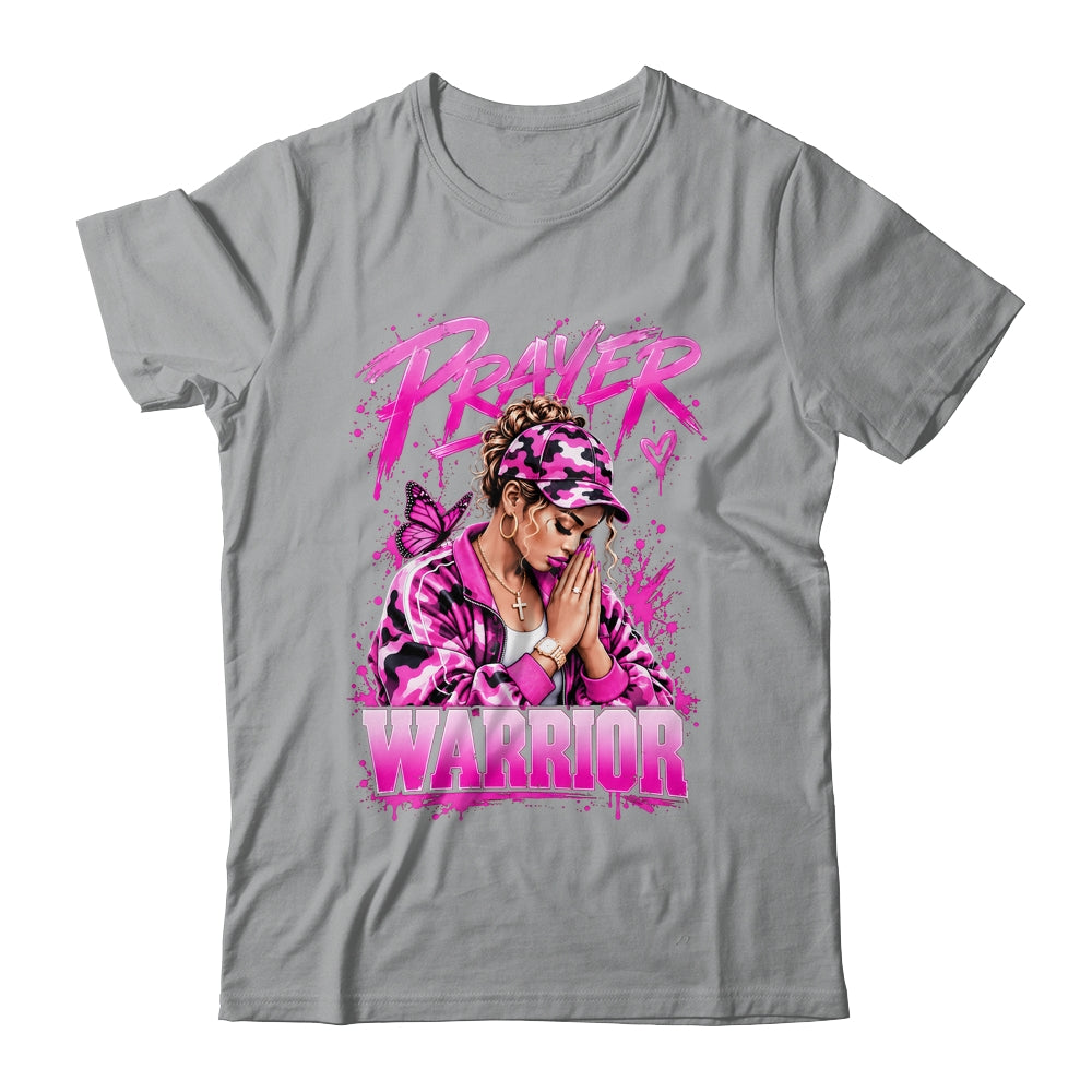 Prayer Warrior God Jesus Christian Pink Camo Black Woman Shirt & Hoodie | teecentury