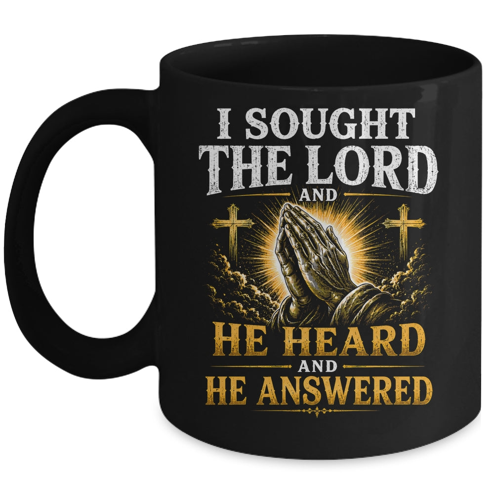 Praying Hands I Sought The Lord Christian Men Women Mug | teecentury