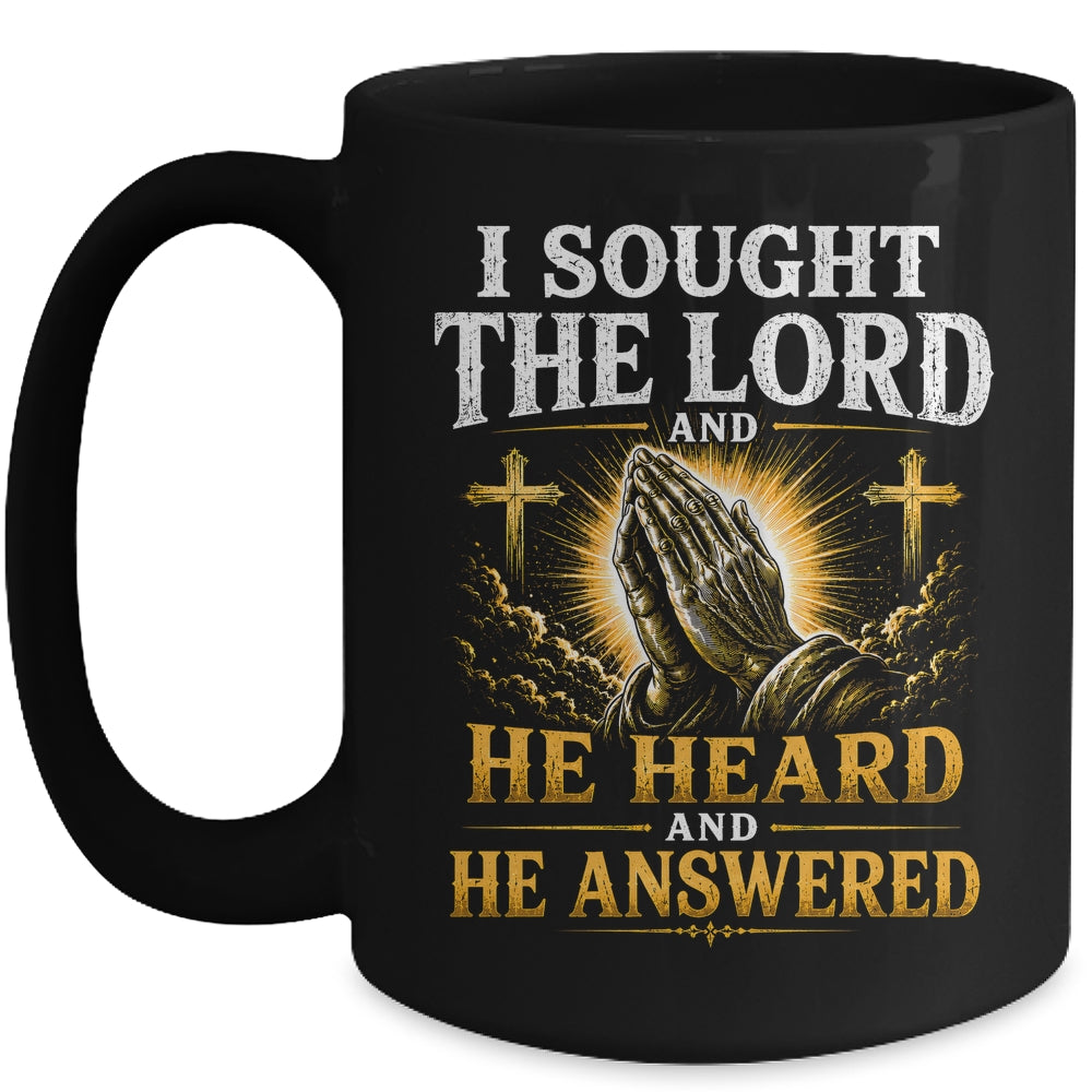 Praying Hands I Sought The Lord Christian Men Women Mug | teecentury
