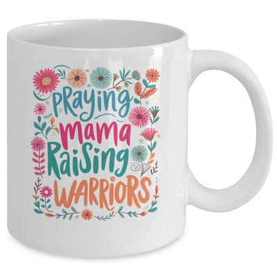 Praying Mama Raising Warriors Christian Mom Boho Floral Mug | teecentury