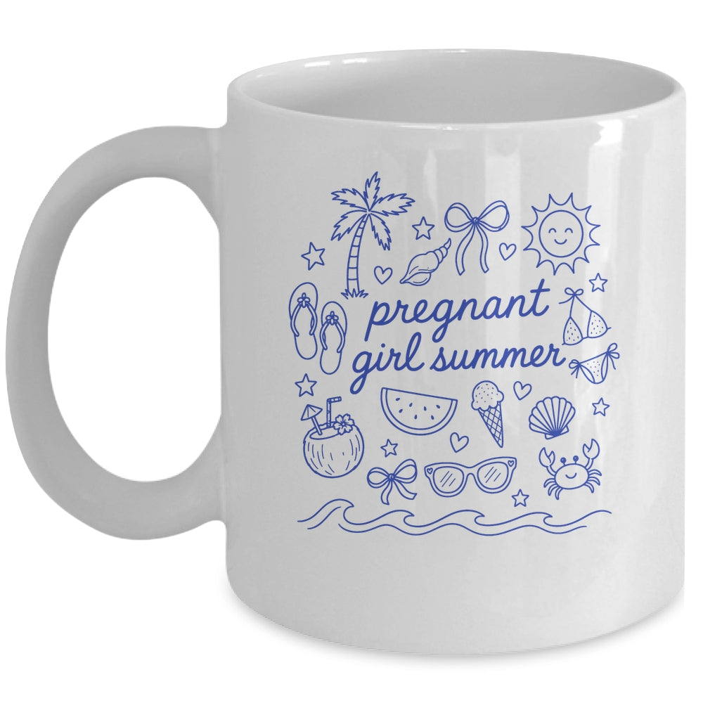 Pregnant Girl Summer Funny Baby Announcement Mom Mama Cute Mug | teecentury