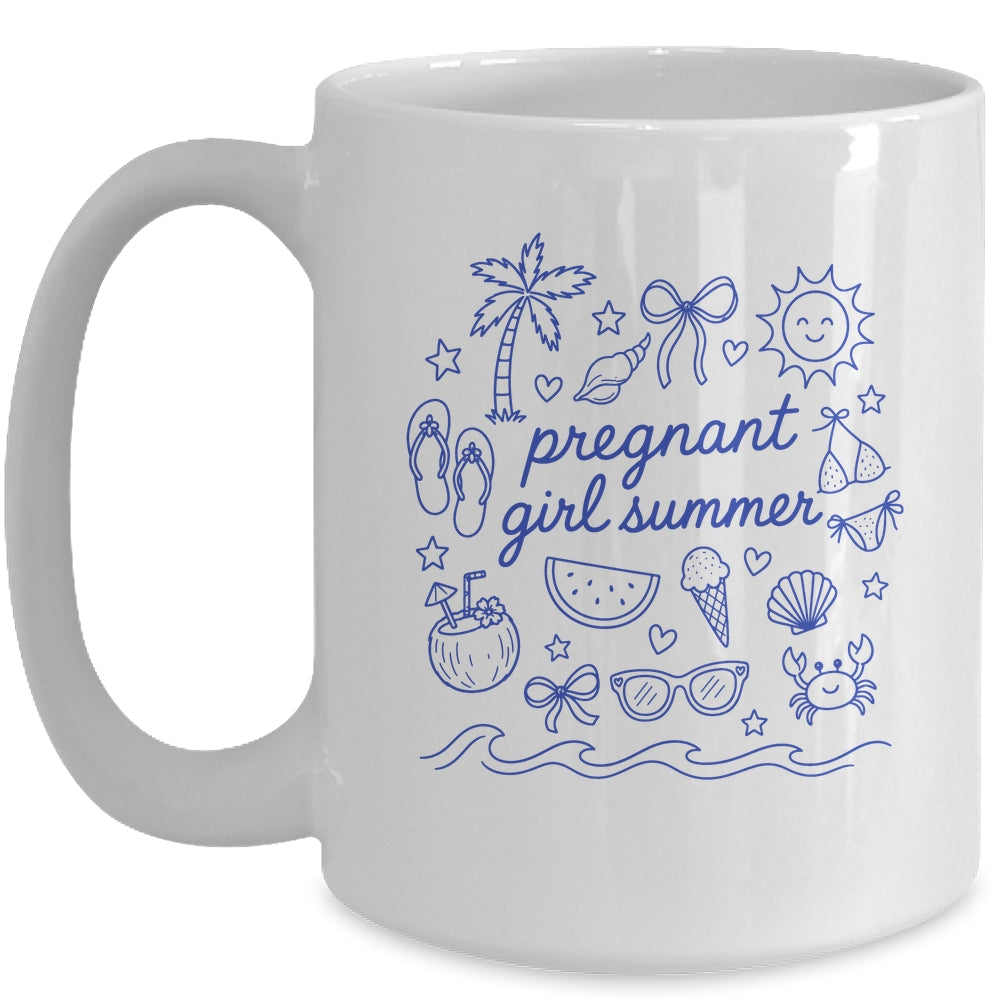 Pregnant Girl Summer Funny Baby Announcement Mom Mama Cute Mug | teecentury