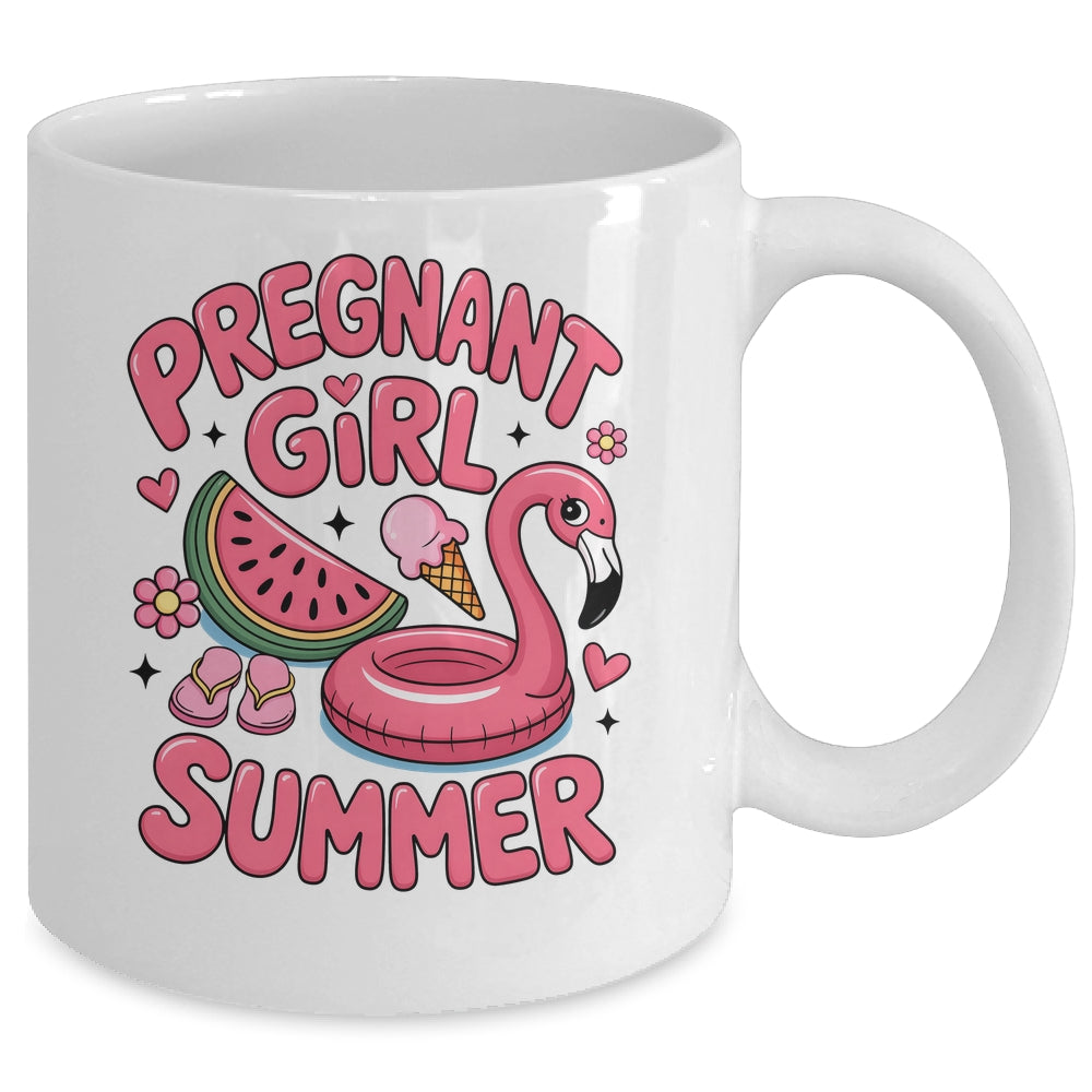 Pregnant Girl Summer Pregnancy Announcement Reveal Baby Mug | teecentury