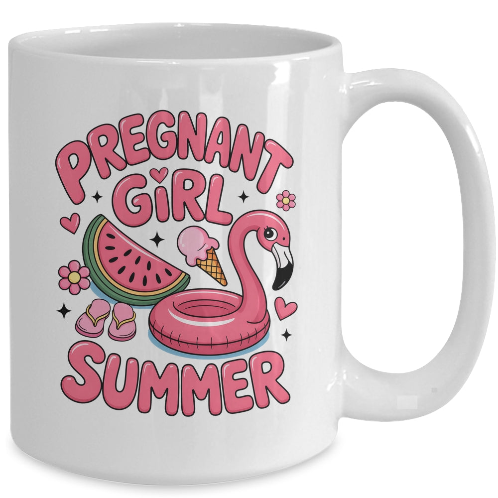 Pregnant Girl Summer Pregnancy Announcement Reveal Baby Mug | teecentury