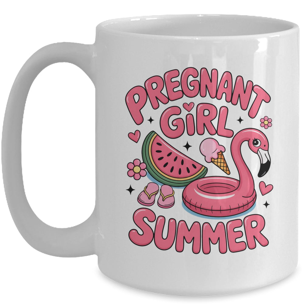 Pregnant Girl Summer Pregnancy Announcement Reveal Baby Mug | teecentury
