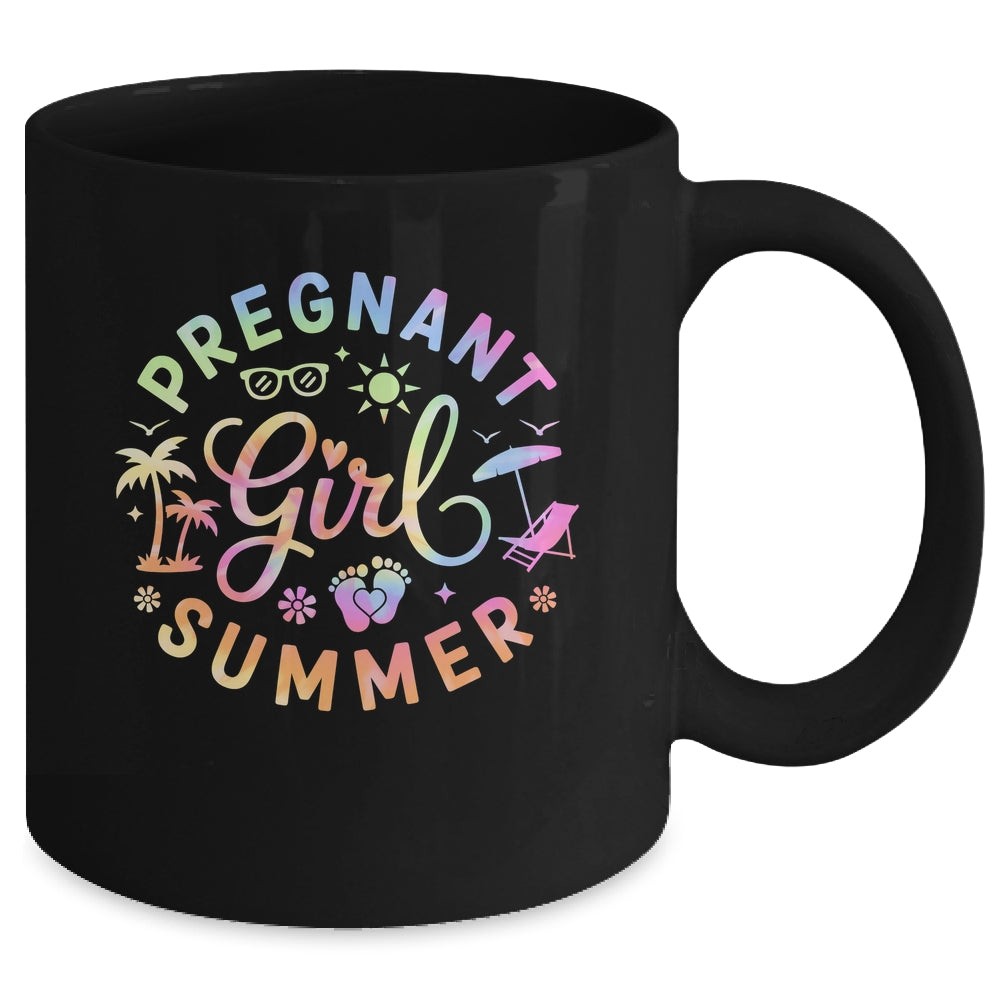 Pregnant Girl Summer Pregnancy Reveal Baby Announcement Mug | teecentury