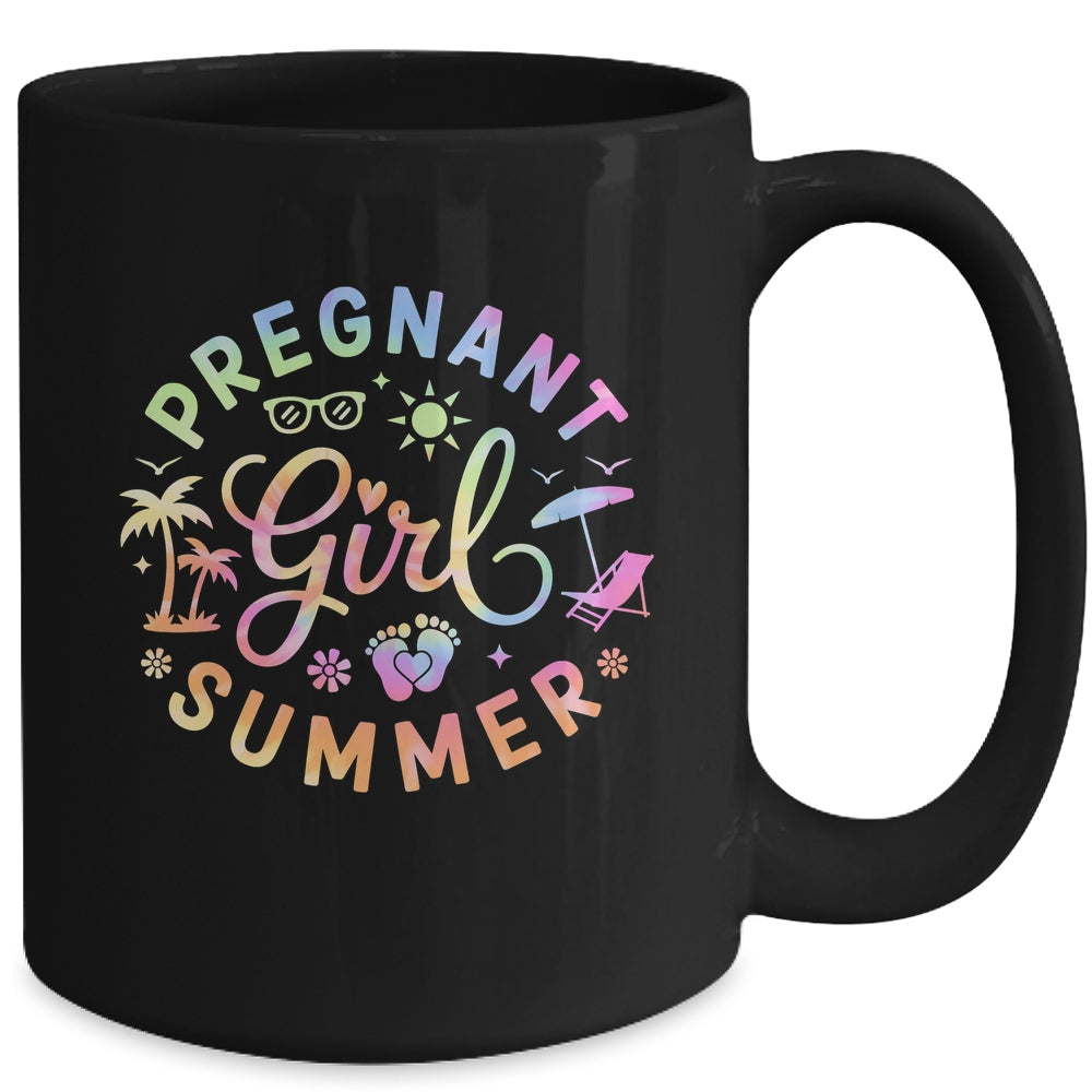 Pregnant Girl Summer Pregnancy Reveal Baby Announcement Mug | teecentury