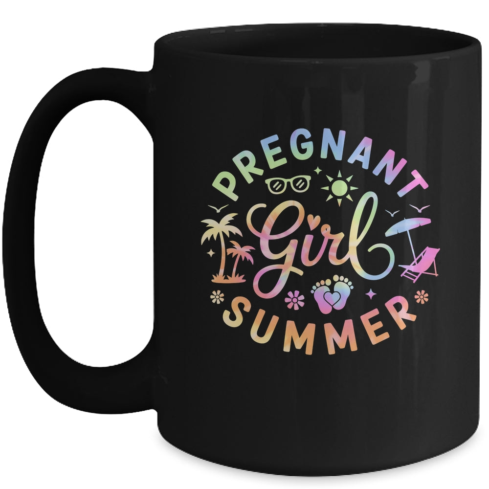 Pregnant Girl Summer Pregnancy Reveal Baby Announcement Mug | teecentury