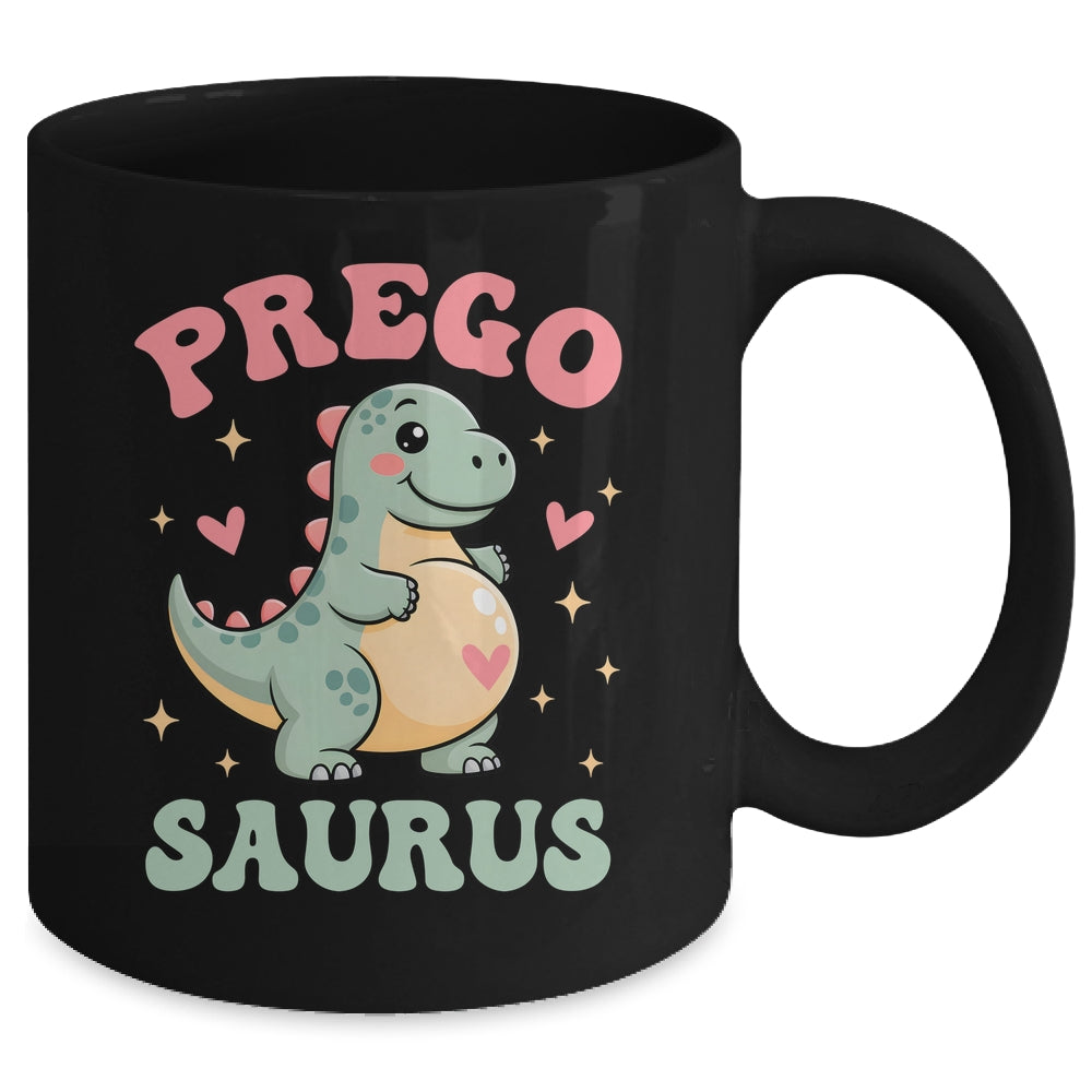Pregosaurus Cute Retro Mommy Dinosaur Pregnancy Announcement Mug | teecentury
