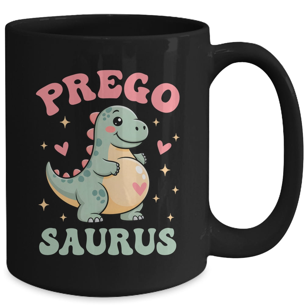 Pregosaurus Cute Retro Mommy Dinosaur Pregnancy Announcement Mug | teecentury