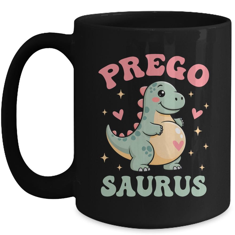 Pregosaurus Cute Retro Mommy Dinosaur Pregnancy Announcement Mug | teecentury