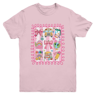 Preppy Back To School Coquette First Day Of School Bus Youth Shirt | teecentury