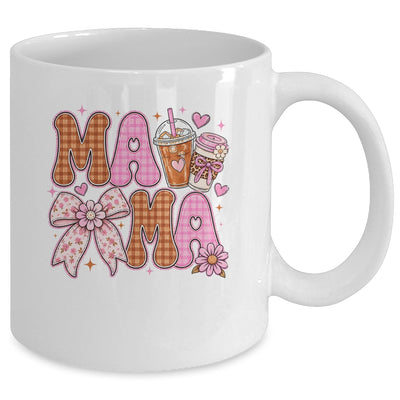 Preppy Coffee Mama Coquette Bow Checkered Mom Mothers Day Mug | teecentury