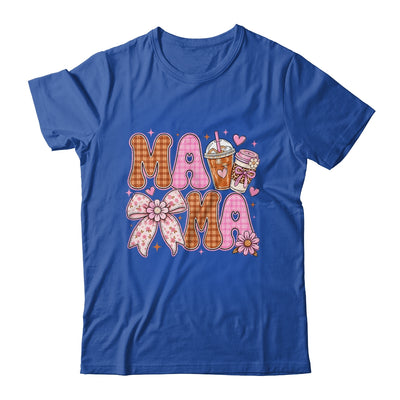 Preppy Coffee Mama Coquette Bow Checkered Mom Mothers Day Shirt & Tank Top | teecentury