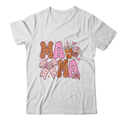 Preppy Coffee Mama Coquette Bow Checkered Mom Mothers Day Shirt & Tank Top | teecentury