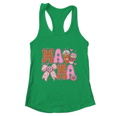 Preppy Coffee Mama Coquette Bow Checkered Mom Mothers Day Shirt & Tank Top | teecentury