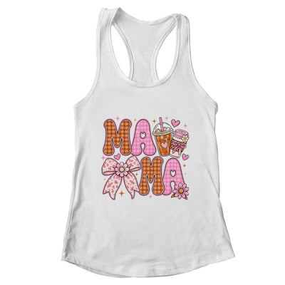 Preppy Coffee Mama Coquette Bow Checkered Mom Mothers Day Shirt & Tank Top | teecentury