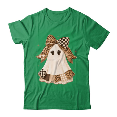 Preppy Coquette Ghost Bow Checkered Leopard Print Halloween Shirt & Sweatshirt | teecentury