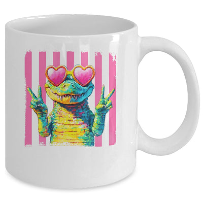 Preppy Crocodile Alligator Beach Vacation Summer Peace Sign Mug | teecentury