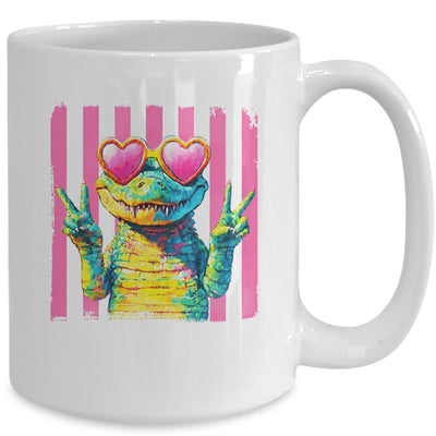 Preppy Crocodile Alligator Beach Vacation Summer Peace Sign Mug | teecentury