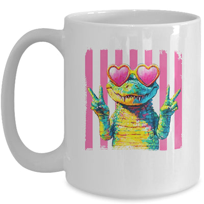 Preppy Crocodile Alligator Beach Vacation Summer Peace Sign Mug | teecentury