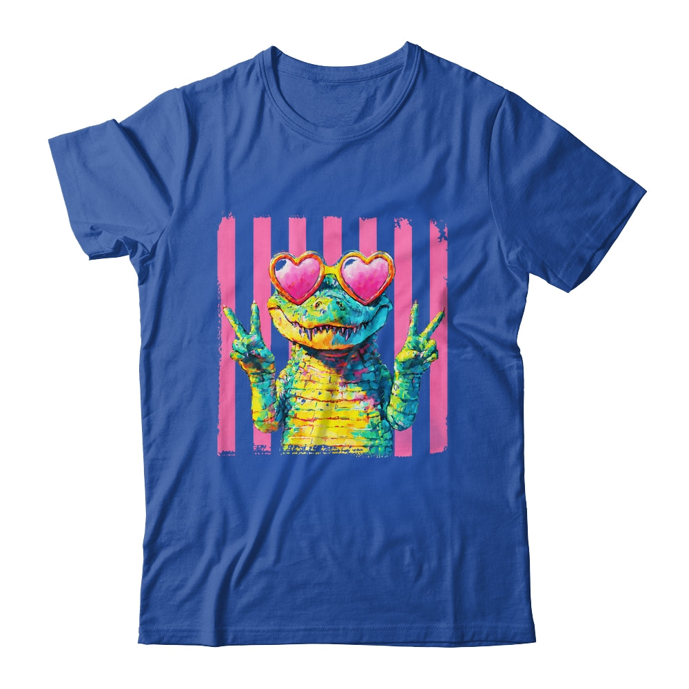 Preppy Crocodile Alligator Beach Vacation Summer Peace Sign Shirt & Tank Top | teecentury