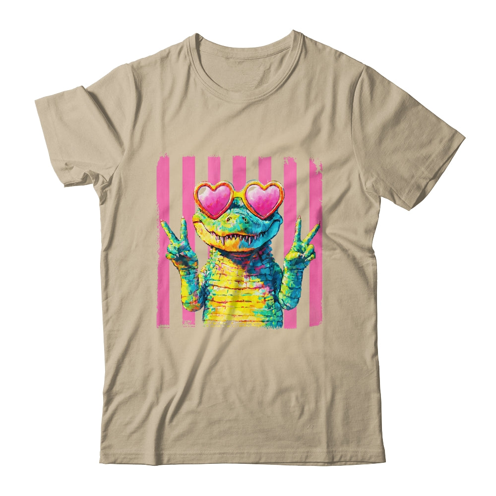 Preppy Crocodile Alligator Beach Vacation Summer Peace Sign Shirt & Tank Top | teecentury