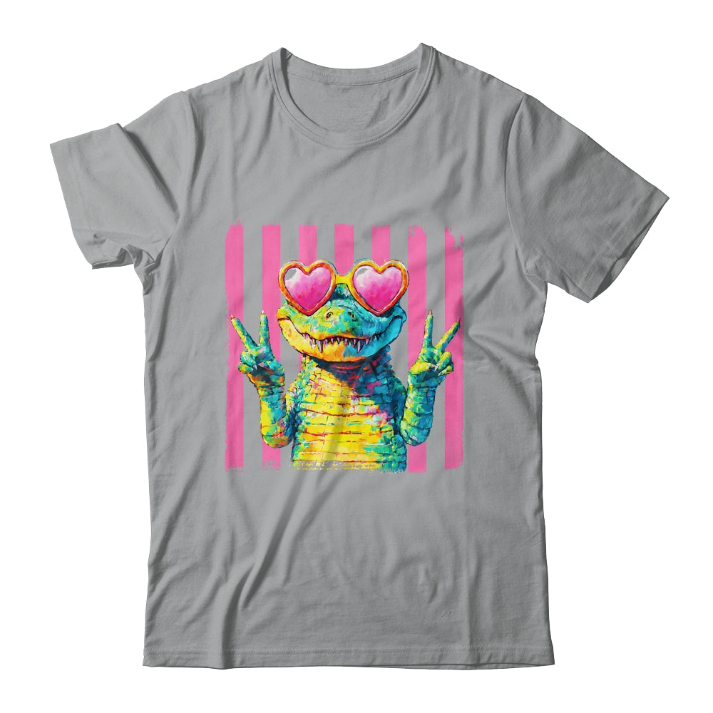 Preppy Crocodile Alligator Beach Vacation Summer Peace Sign Shirt & Tank Top | teecentury