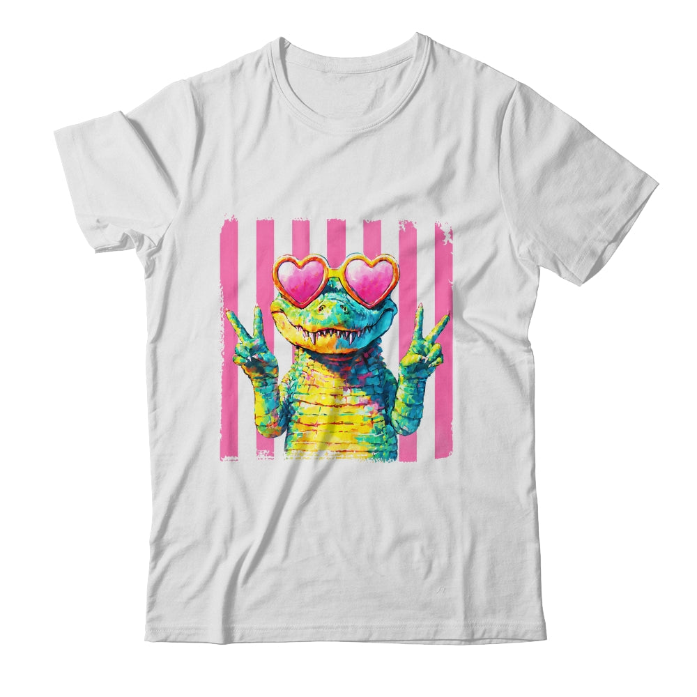 Preppy Crocodile Alligator Beach Vacation Summer Peace Sign Shirt & Tank Top | teecentury