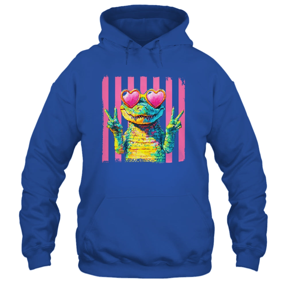 Preppy Crocodile Alligator Beach Vacation Summer Peace Sign Shirt & Tank Top | teecentury
