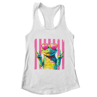 Preppy Crocodile Alligator Beach Vacation Summer Peace Sign Shirt & Tank Top | teecentury