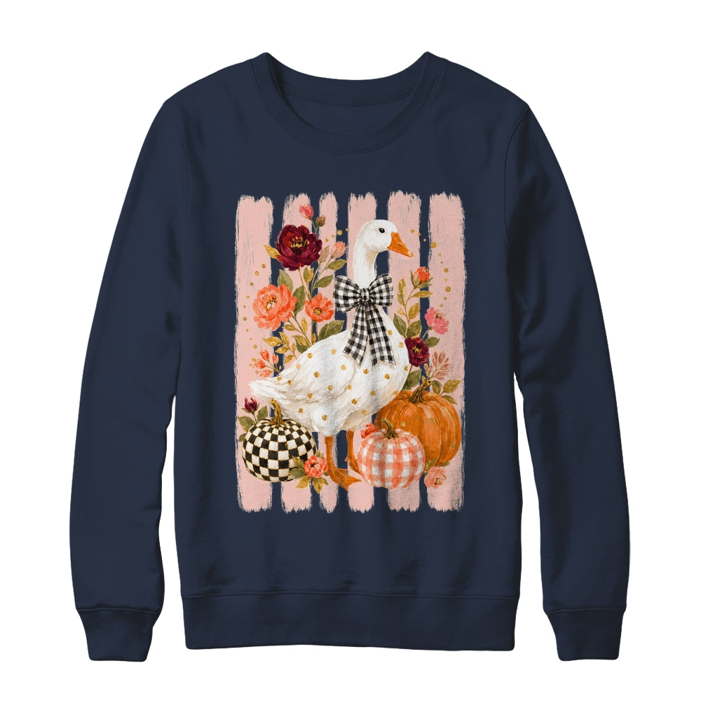 Preppy Fall Autumn Silly Goose Pumpkin Thanksgiving Coquette Shirt & Sweatshirt | teecentury