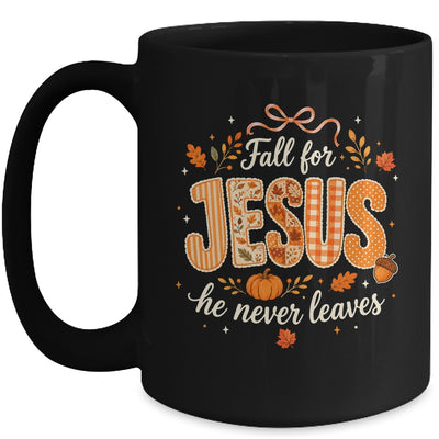 Preppy Fall For Jesus He Never Leaves Christian Autumn Faith Mug | teecentury