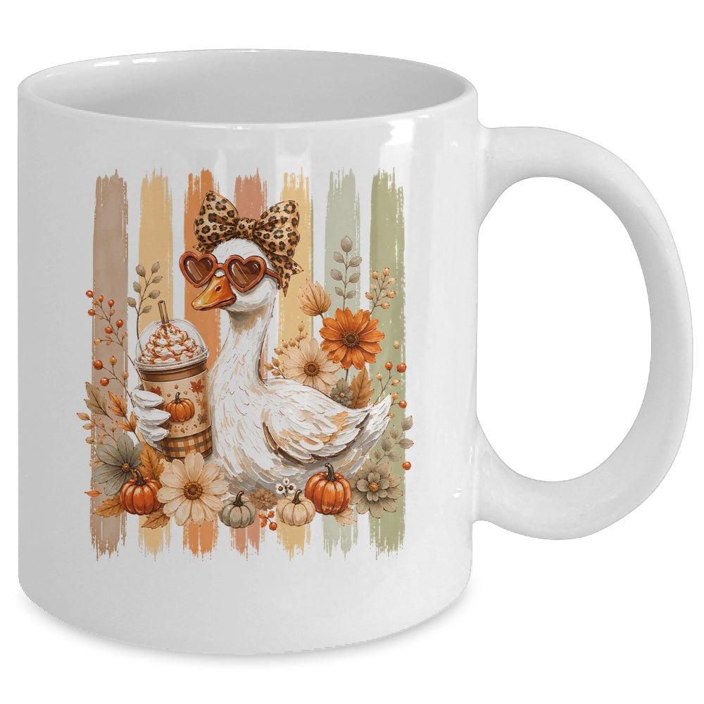 Preppy Fall Goose Coquette Autumn Pumpkin Spice Latte Retro Mug | teecentury