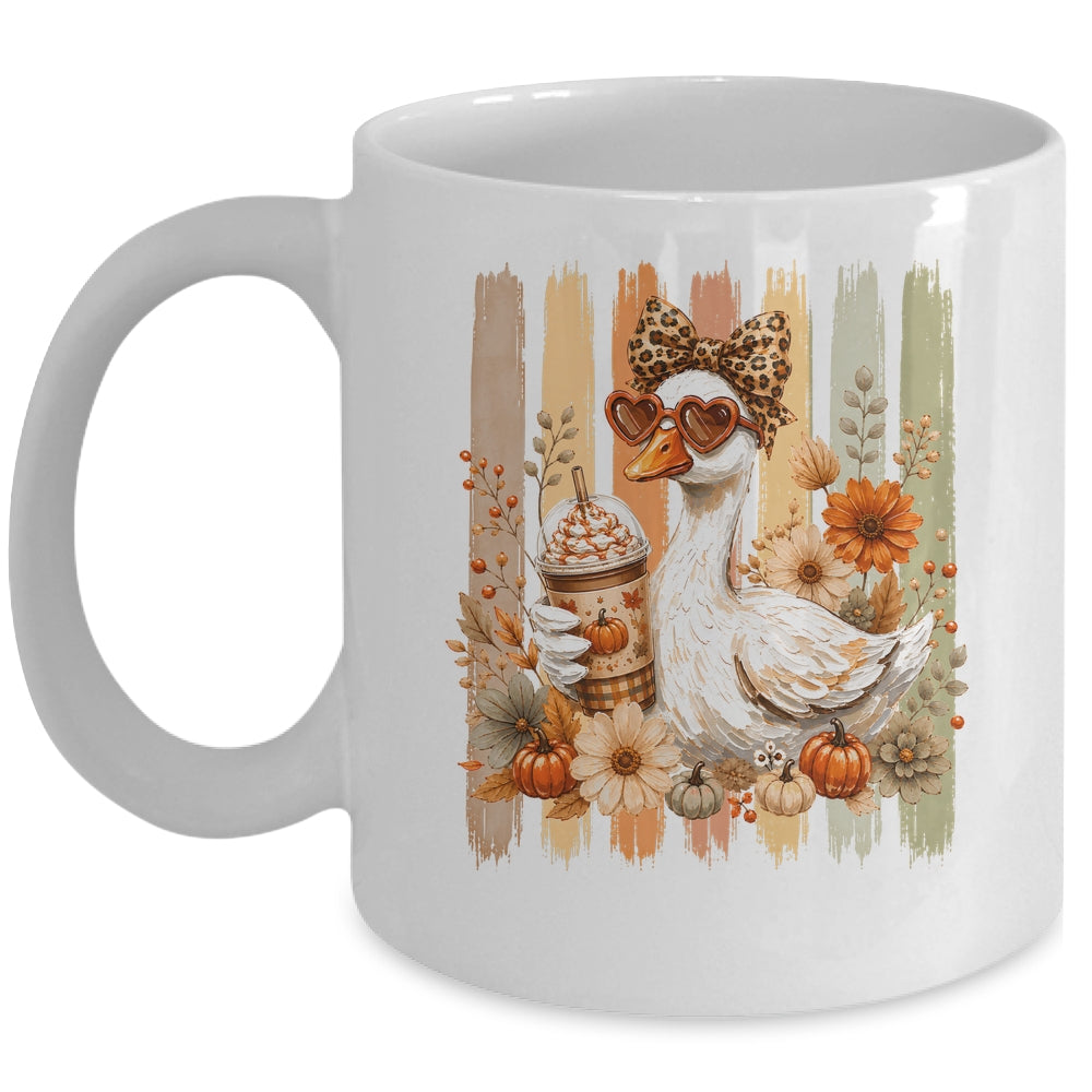 Preppy Fall Goose Coquette Autumn Pumpkin Spice Latte Retro Mug | teecentury