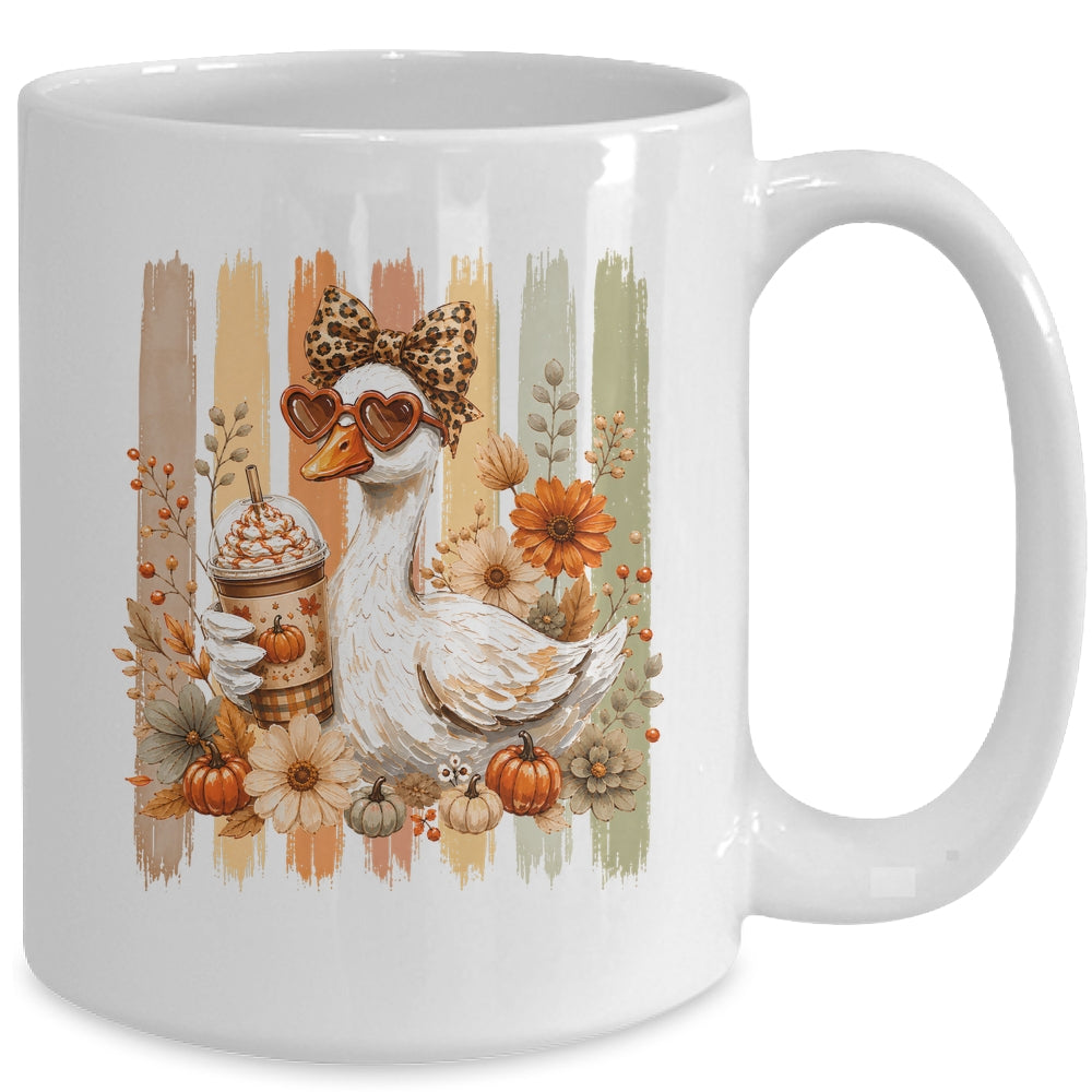 Preppy Fall Goose Coquette Autumn Pumpkin Spice Latte Retro Mug | teecentury