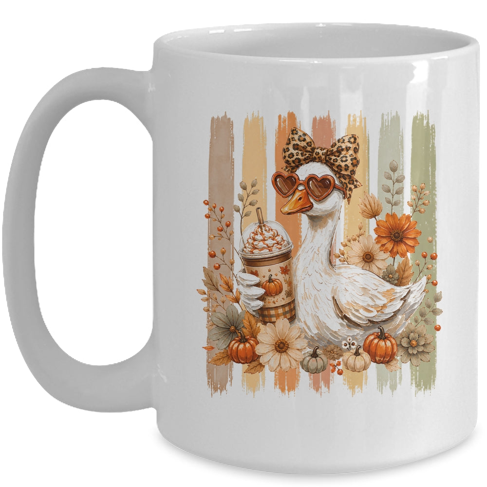 Preppy Fall Goose Coquette Autumn Pumpkin Spice Latte Retro Mug | teecentury