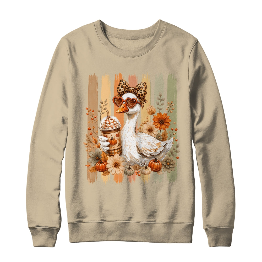 Preppy Fall Goose Coquette Autumn Pumpkin Spice Latte Retro Shirt & Sweatshirt | teecentury