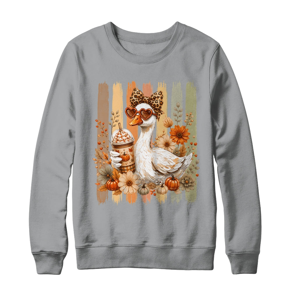 Preppy Fall Goose Coquette Autumn Pumpkin Spice Latte Retro Shirt & Sweatshirt | teecentury